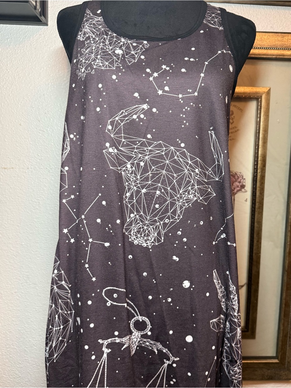 Michael Taylor Celestial Zodiac Constellation Tank Top •S/M• Black Geometric